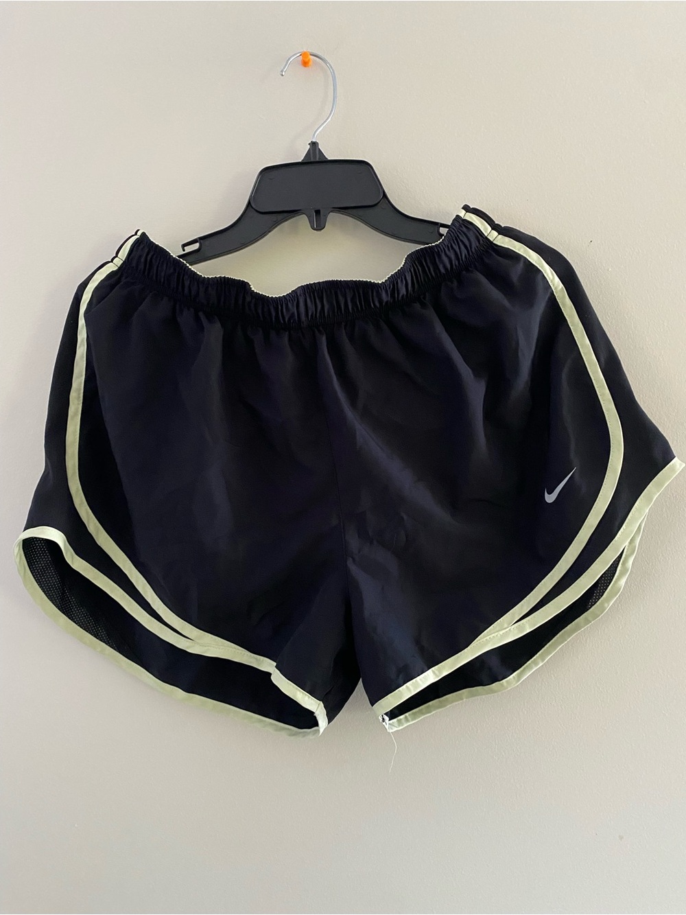 Nike Black Women's Athletic Shorts with Light Green Trim